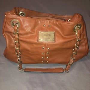 Tan with gold chain handbag